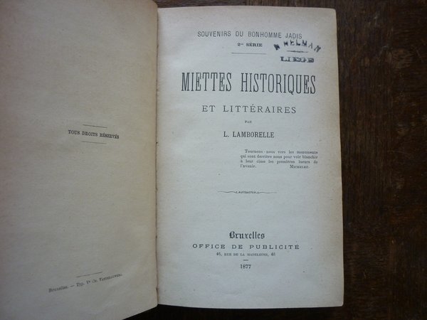 Miettes historiques et littéraires