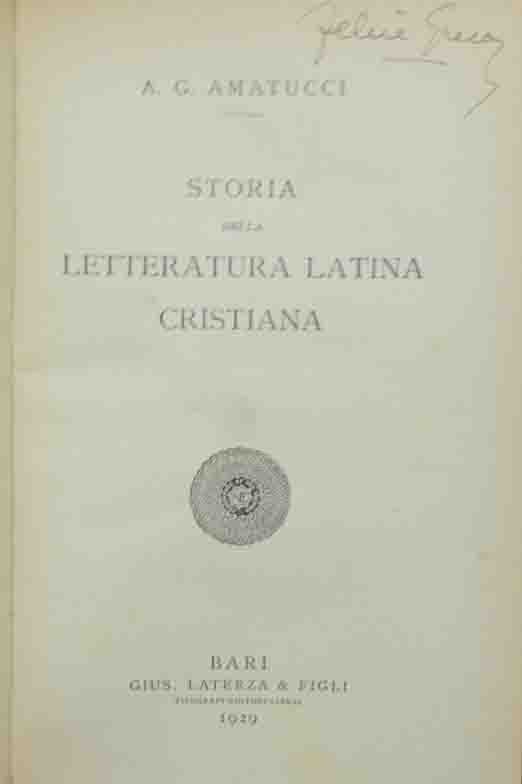 Amatucci, Storia della letteratura latina cristiana