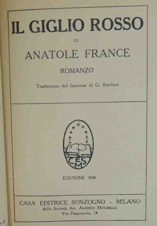 Anatole France, Il giglio rosso. Romanzo