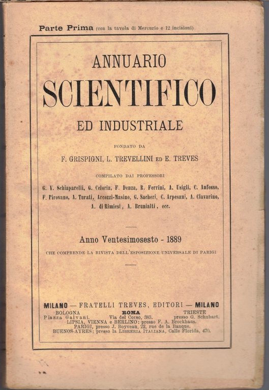 Annuario scientifico ed industriale, a. XXVI, 1889, pt. I e …