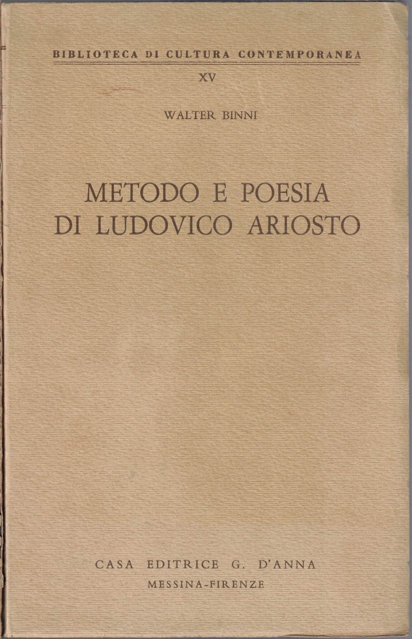 Binni, Metodo e poesia in Ludovico Ariosto | Immagine principale
