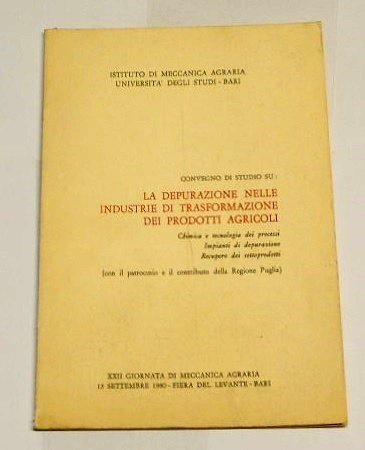 Convegno di studi su: La depurazione nelle industrie di trasformazione …