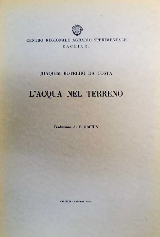 Da Costa, L’acqua nel terreno