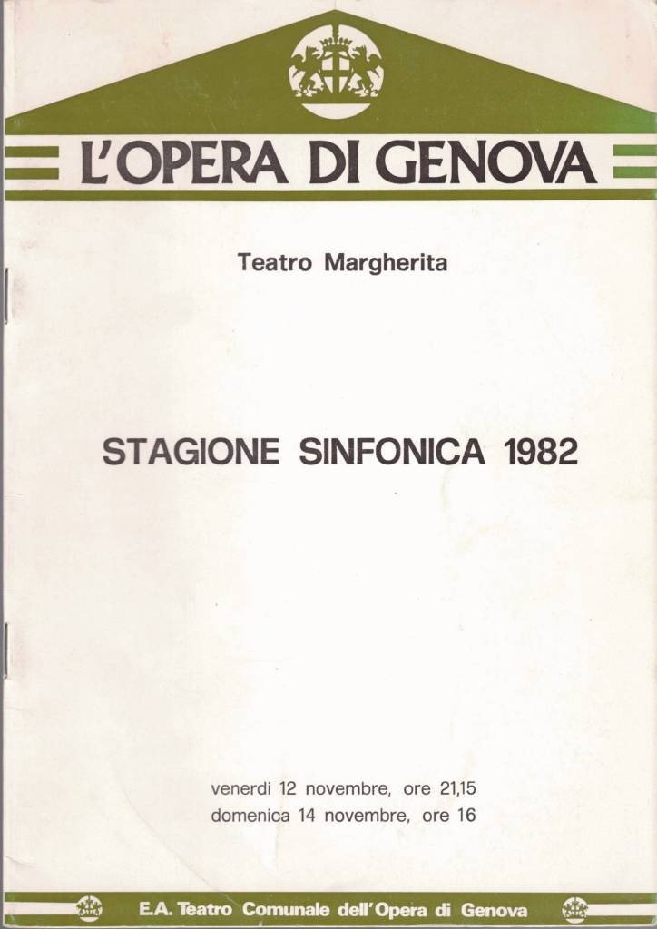 E. A. Teatro Comunale dell'Opera di Genova, Stagione sinfonica 1982