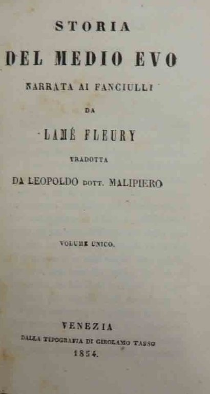 Fleury, Storia del Medioevo narrata ai fanciulli