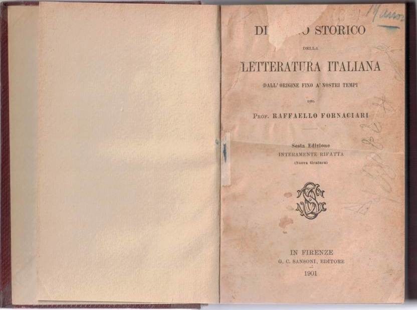 Fornaciari, Discorso storico della letteratura italiana. Dall’origine fino ai nostri …