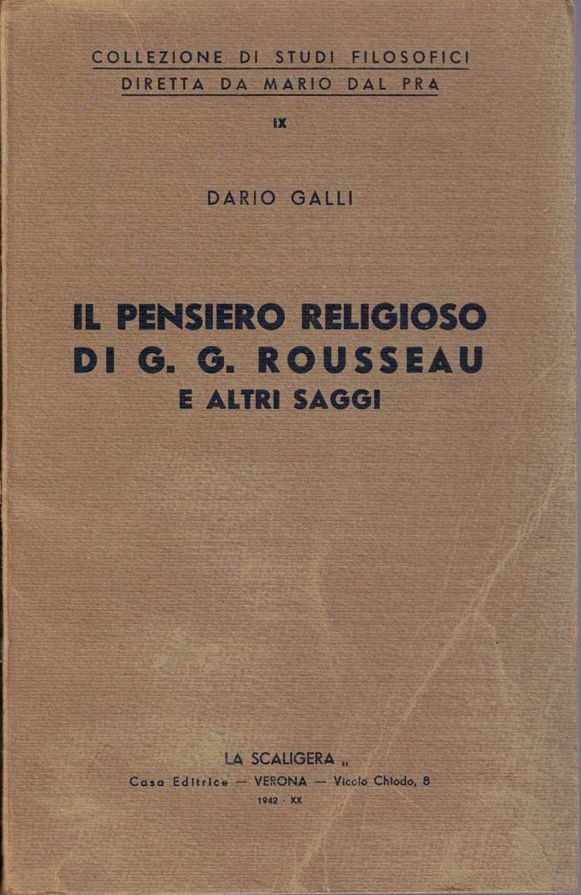 Galli, Il pensiero religioso di G. G. Rousseau e altri … | Immagine principale