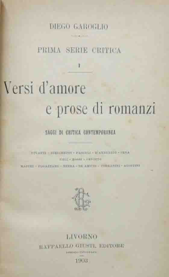 Garoglio, Versi d'amore e prose di romanzi