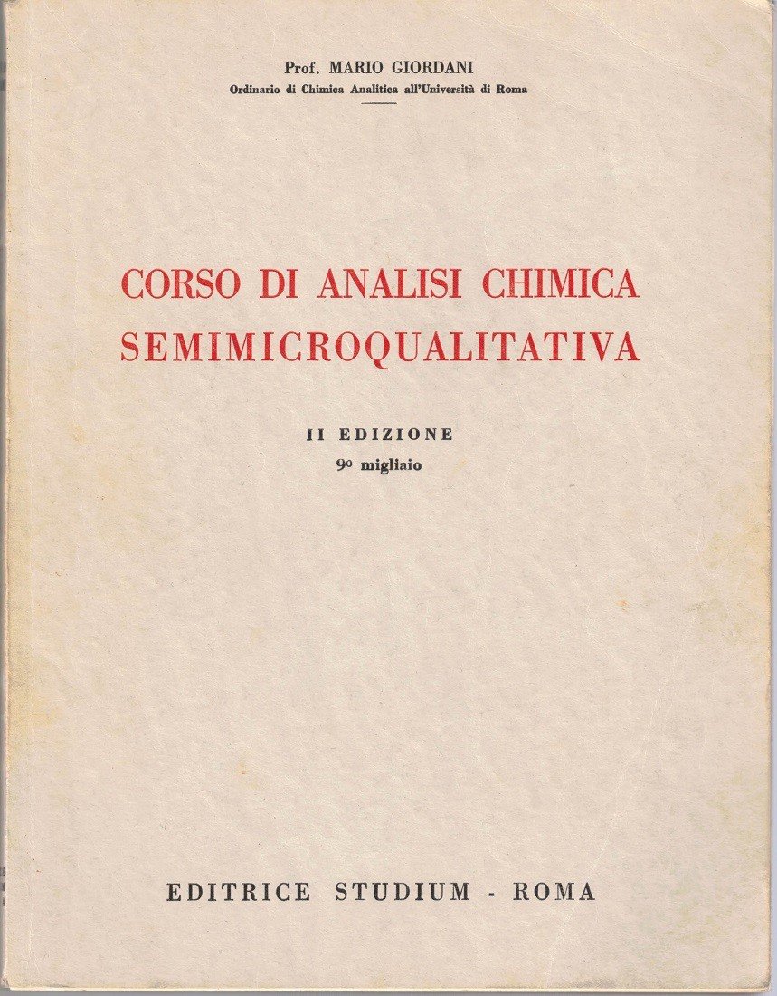 Giordani, Corso di analisi chimica semimicroqualitativa