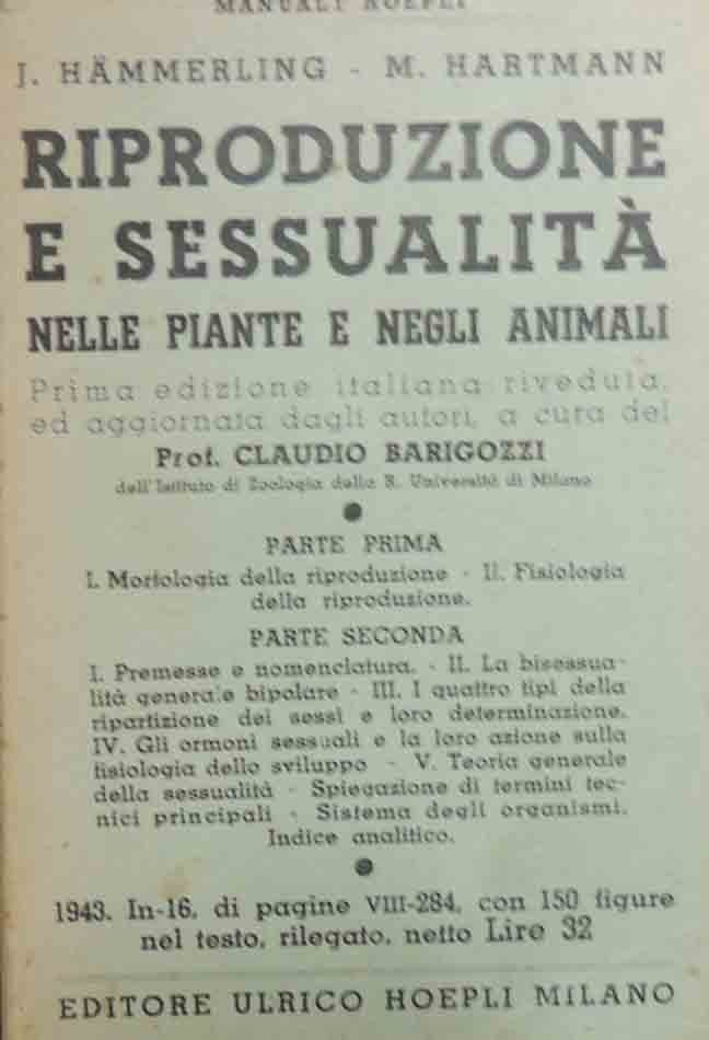 Hammerling, Hartmann, Riproduzione e sessualità nelle piante e negli animali