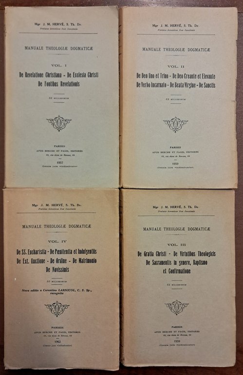 Hervé, Manuale theologiae dogmaticae, 4 voll.