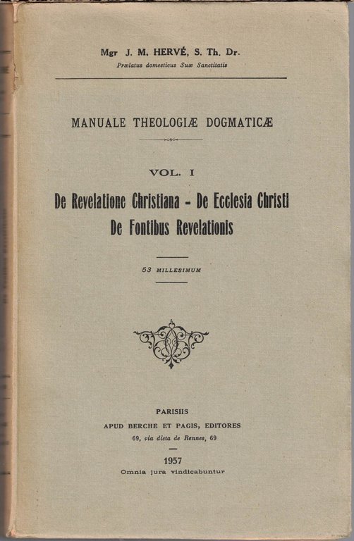 Hervé, Manuale theologiae dogmaticae, 4 voll.
