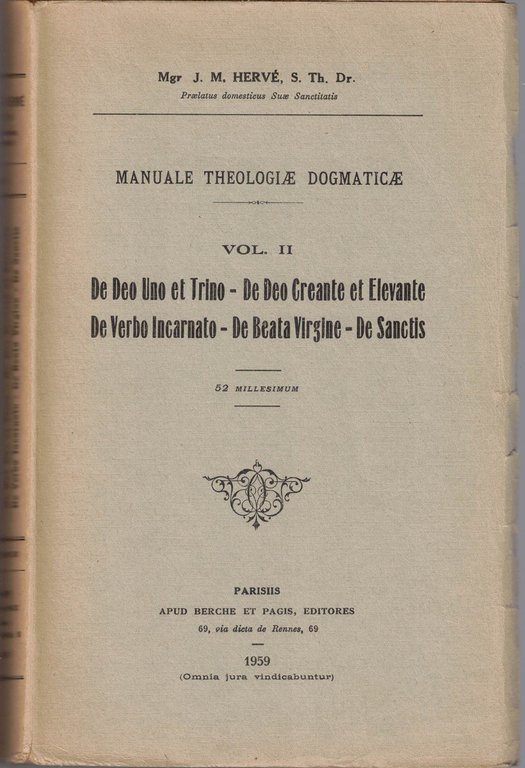Hervé, Manuale theologiae dogmaticae, 4 voll.