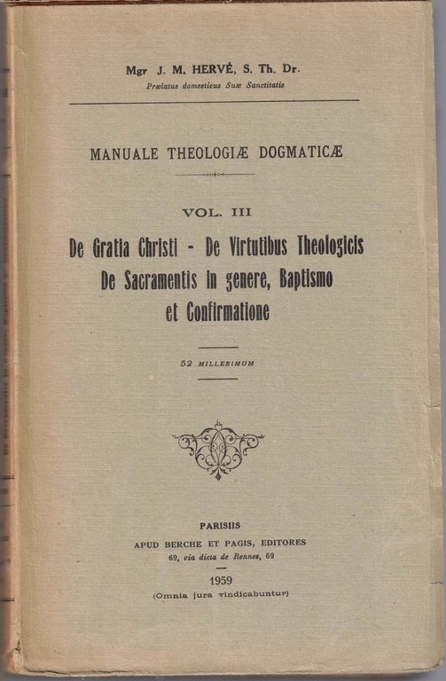 Hervé, Manuale theologiae dogmaticae, 4 voll.
