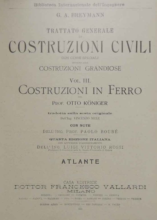 Koniger, Costruzioni in ferro (testo + atlante)