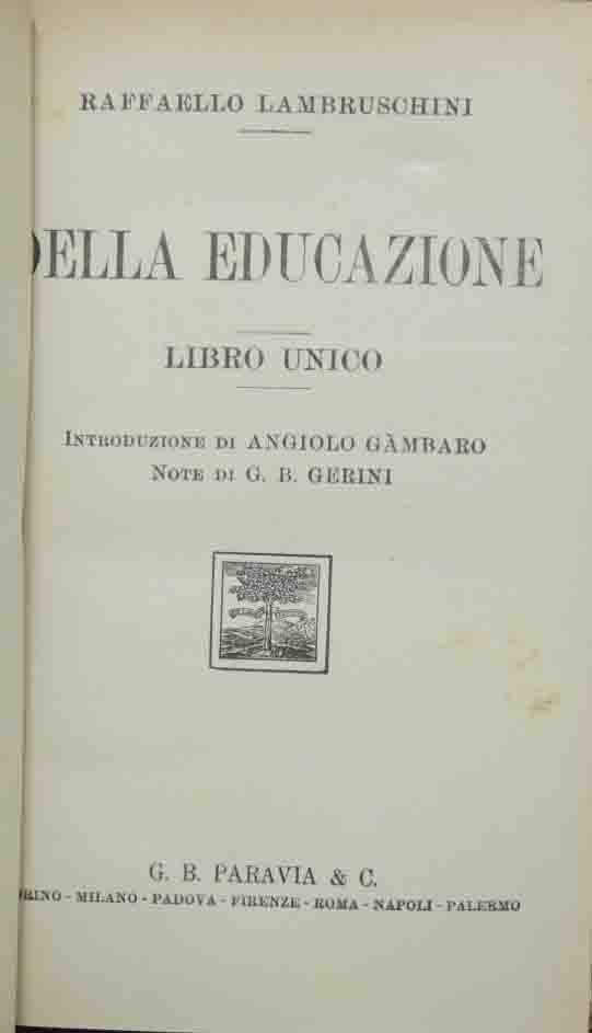 Lambruschini, Della educazione. Libro unico