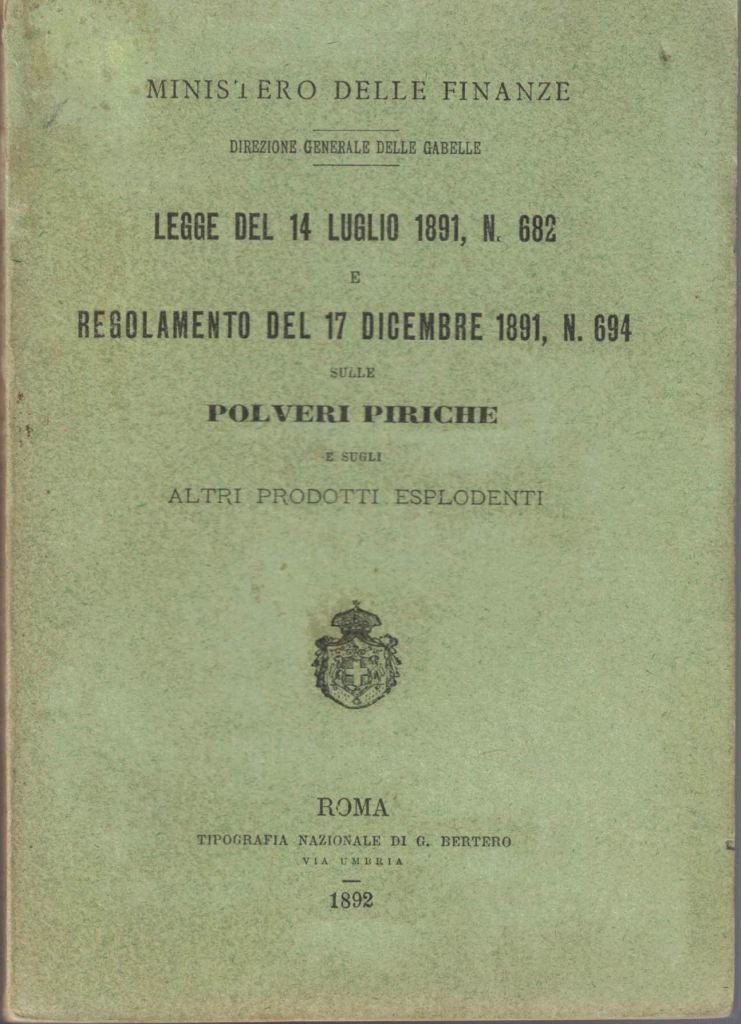 Legge del 14 luglio 1891 e Regolamento del 17 dicembre …