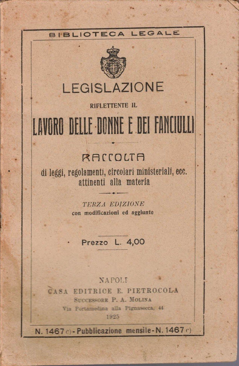 Legislazione riflettente il lavoro delle donne e dei fanciulli