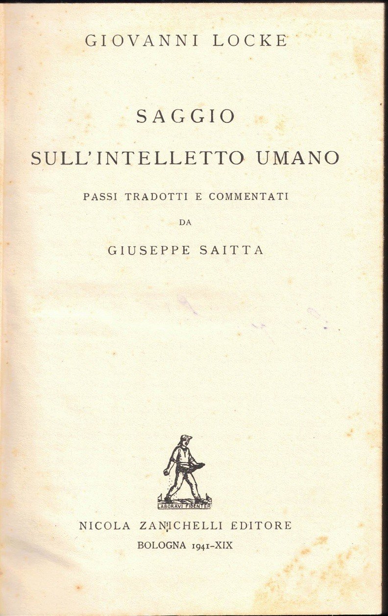 Locke, Saggio sull’intelletto umano, a cura di G. Saitta