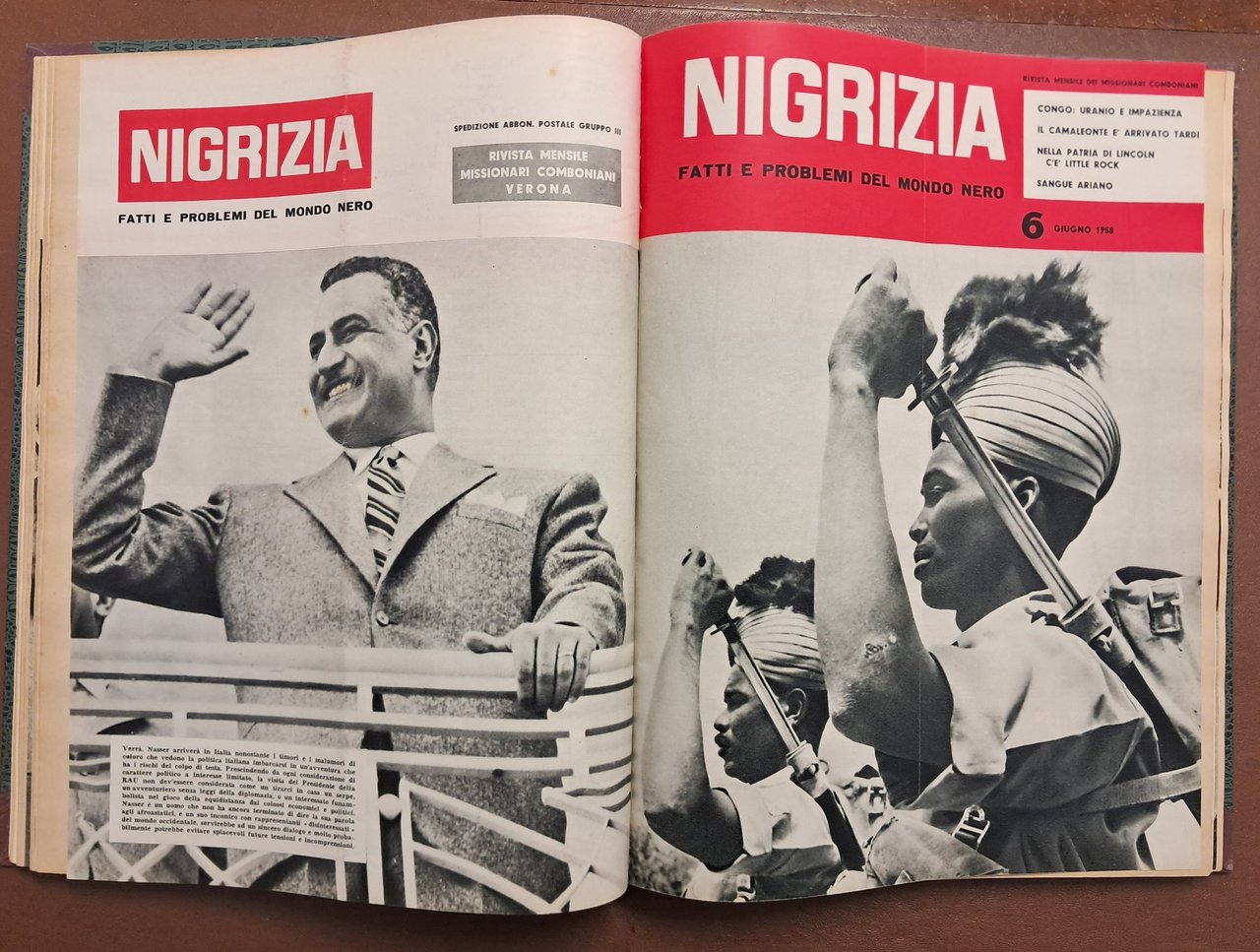 Nigrizia, a. LXXVI, nn. 1-12, gennaio-dicembre 1958, annata completa rilegata
