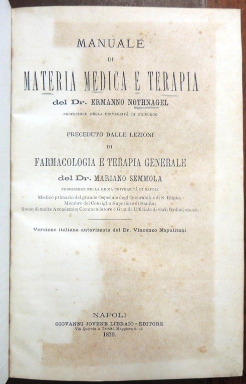 Nothnagel, Manuale di materia medica e terapia. Preceduto dalle Lezioni …