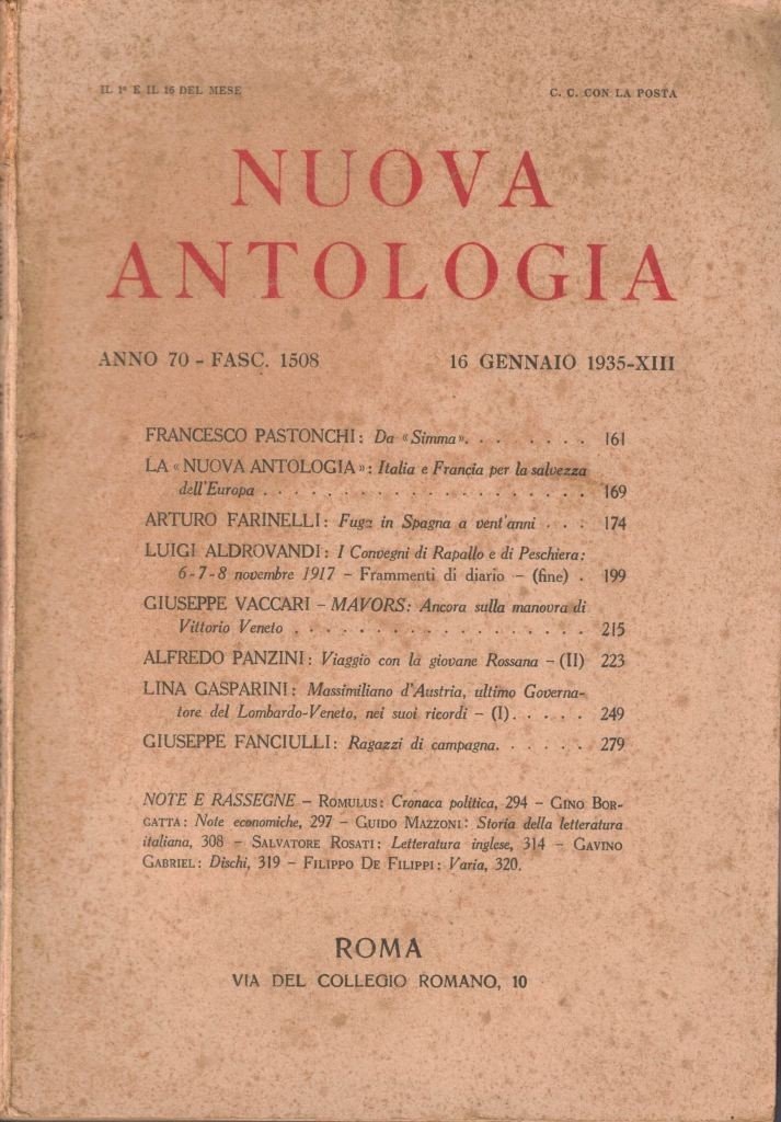 Nuova Antologia, a. LXX, fasc. 1508, 16 gennaio 1935