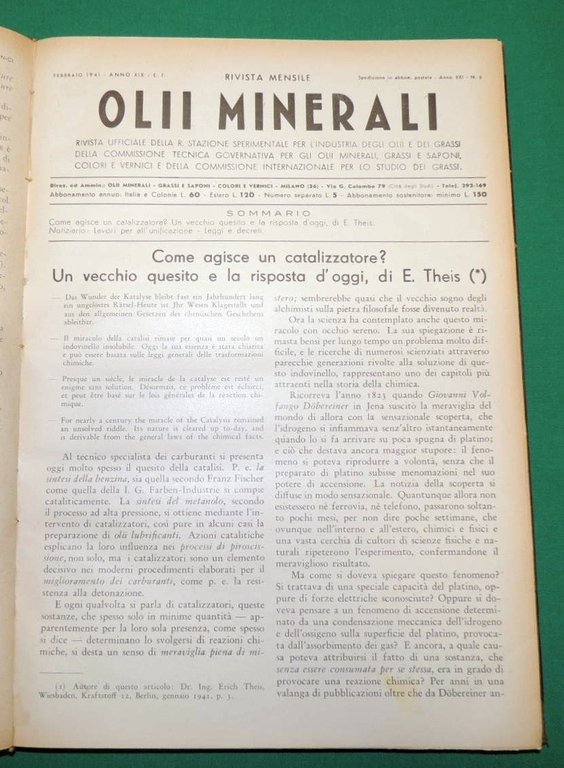Olii minerali. Grassi e saponi. Colori e vernici, a. XXI …