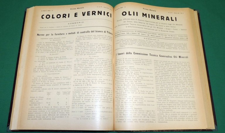 Olii minerali. Olii e grassi. Colori e vernici, a. XI …