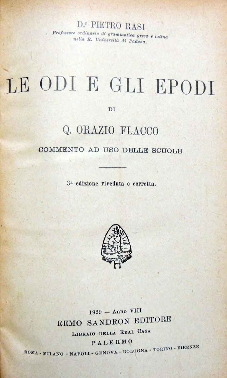 Orazio (Horatius), Le Odi e gli Epodi, commento ad uso …