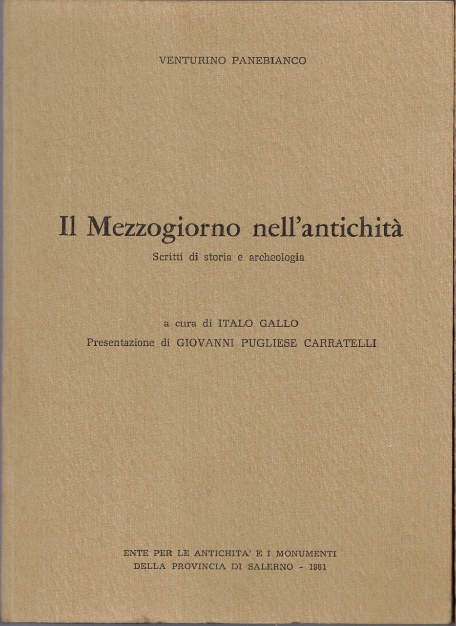 Panebianco, Il Mezzogiorno nell’antichità. Scritti di storia e archeologia