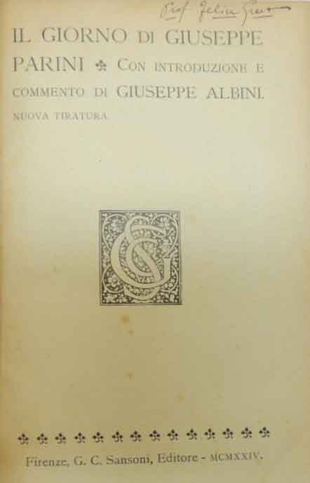 Parini, Il giorno, con introduzione e commento di Albini