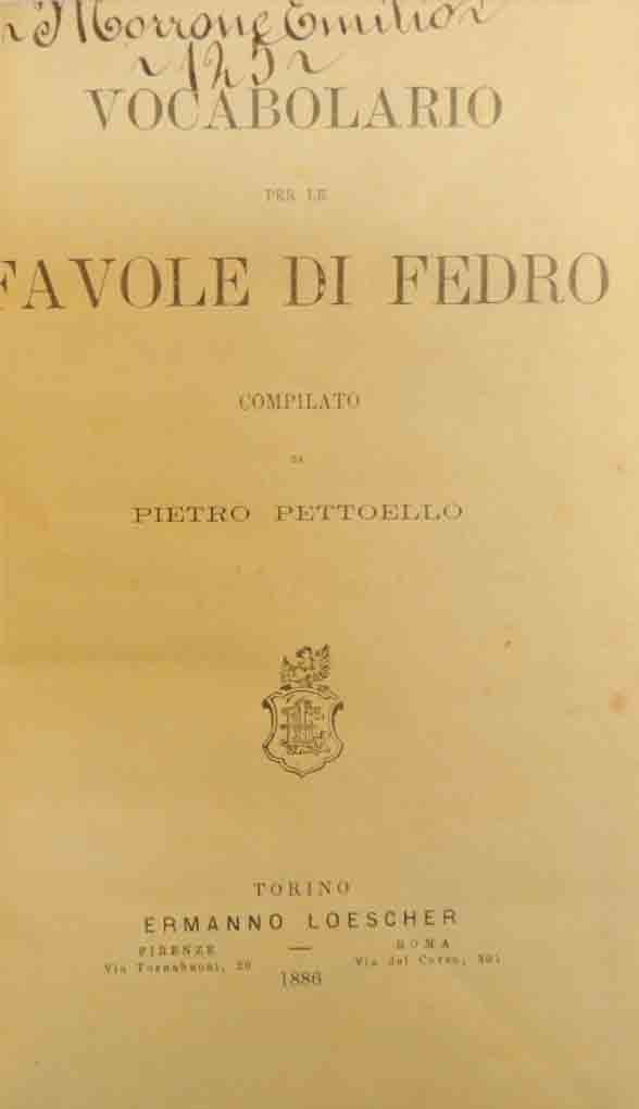 Pettoello, Vocabolario per le Favole di Fedro