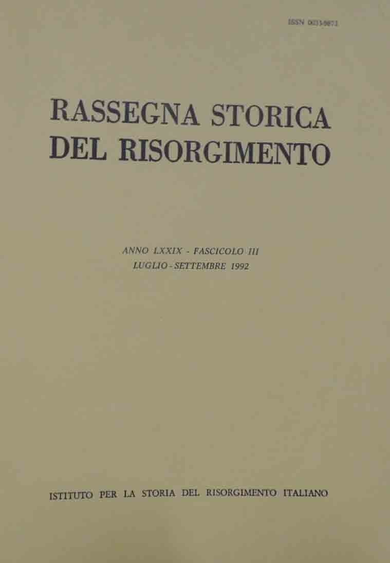 Rassegna storica del Risorgimento, a. LXXIX, fasc. III, luglio-settembre 1992