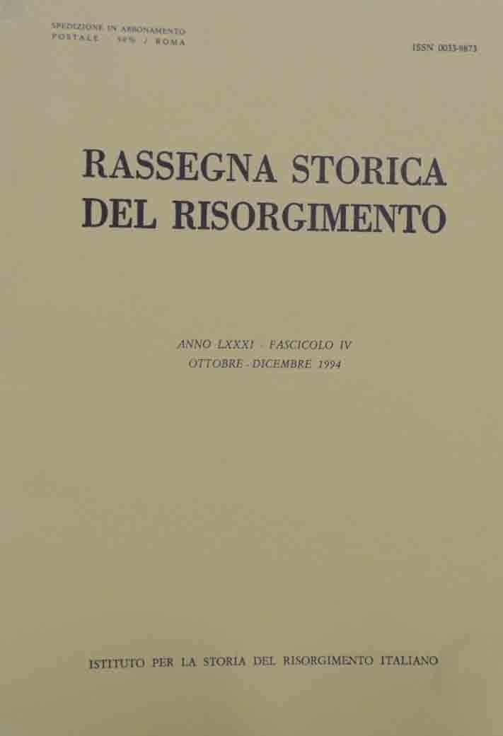 Rassegna storica del Risorgimento, a. LXXXI, fasc. IV, ottobre-dicembre 1994