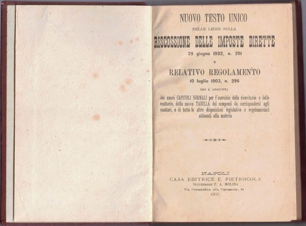 Regno d’Italia, 6 regi decreti anni 1902-1907 con relativi regolamenti …