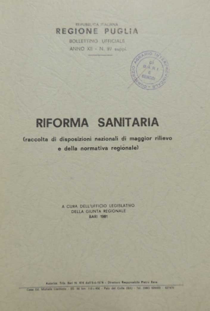 Repubblica Italiana – Regione Puglia, Riforma sanitaria