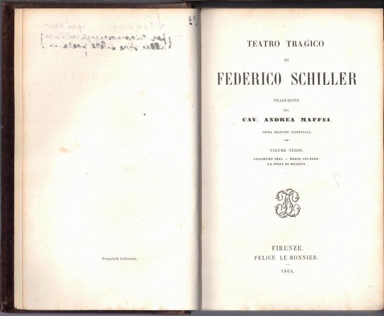 Schiller, Teatro tragico, traduzione di A. Maffei, voll. III e …