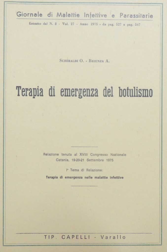 Schiraldi, Brienza, Terapia di emergenza del botulismo