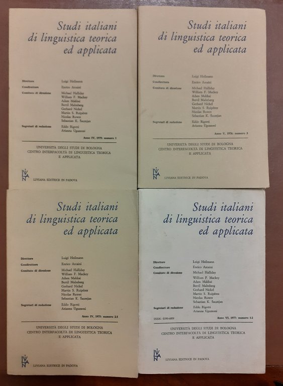 Studi italiani di linguistica teorica ed applicata, a. IV, 1975, …