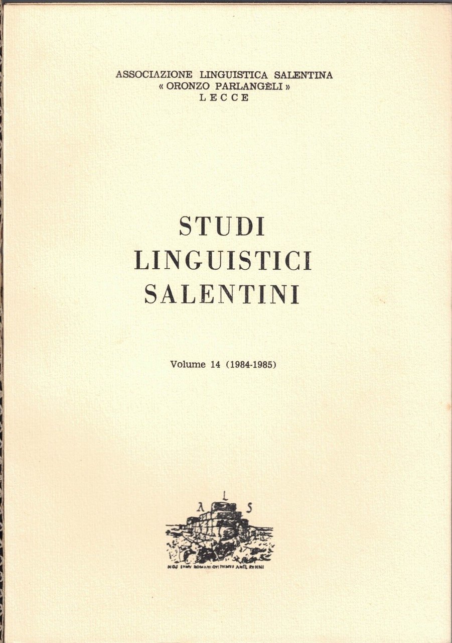 Studi linguistici salentini, volume 14 (1984-1985) | Immagine principale