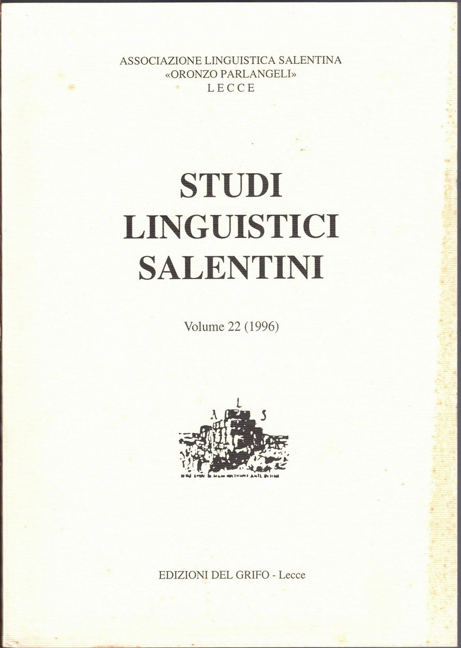 Studi linguistici salentini, volume 22 (1996) | Immagine principale