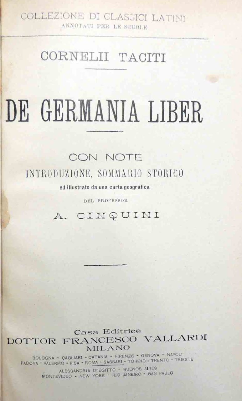 Tacito (Tacitus), De Germania liber, con note, introduzione, sommario storico …