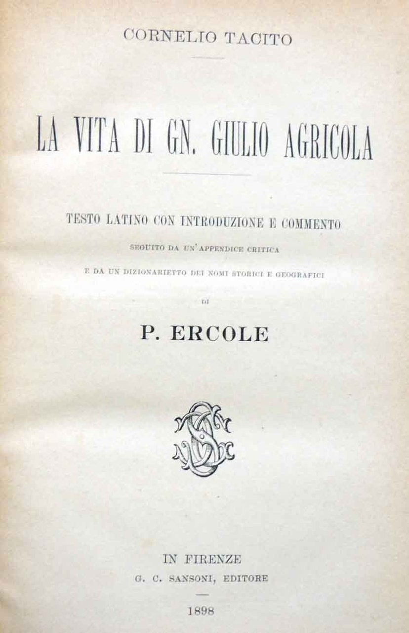 Tacito (Tacitus), La vita di Gn. Giulio Agricola, con introduzione …