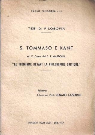 Tangorra, S. Tommaso e Kant nel V° Cahier del P. …