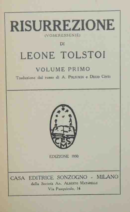 Tolstoi, Risurrezione. Voskressenie. Romanzo