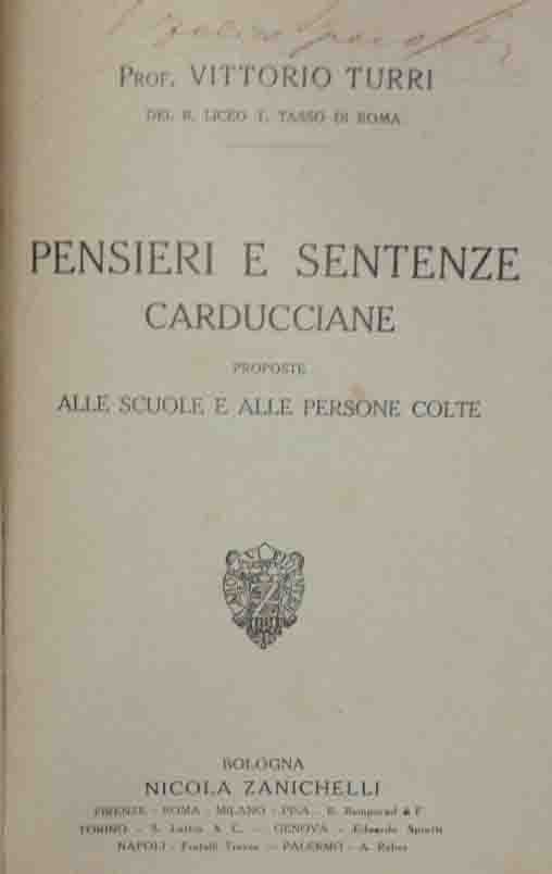 Turri, Pensieri e sentenze carducciane proposte alle scuole e alle …