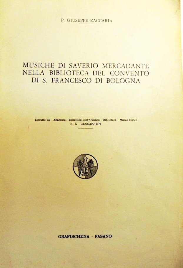 Zaccaria, Musiche di Saverio Mercadante nella biblioteca del convento di …