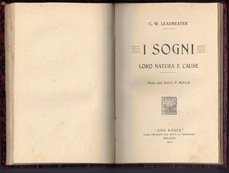 Zingaropoli, Telepatia e sogno – Leadbeater, I sogni. Loro natura …