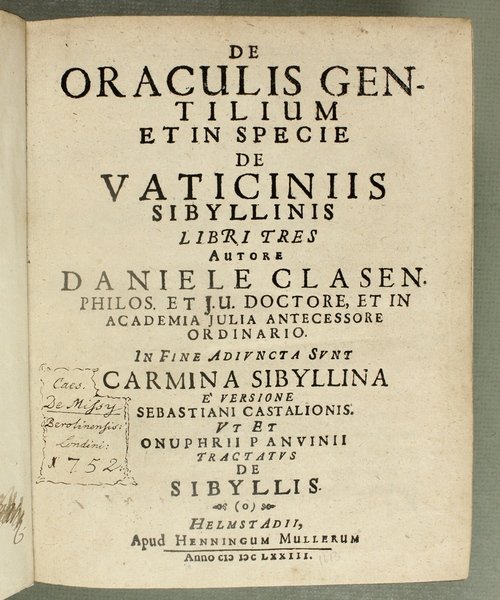 De oraculis gentilium et in specie de vaticiniis sibyllinis libri …