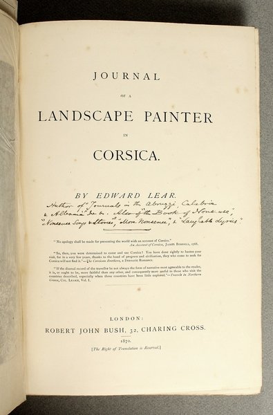 Journal of a landscape painter in Corsica.